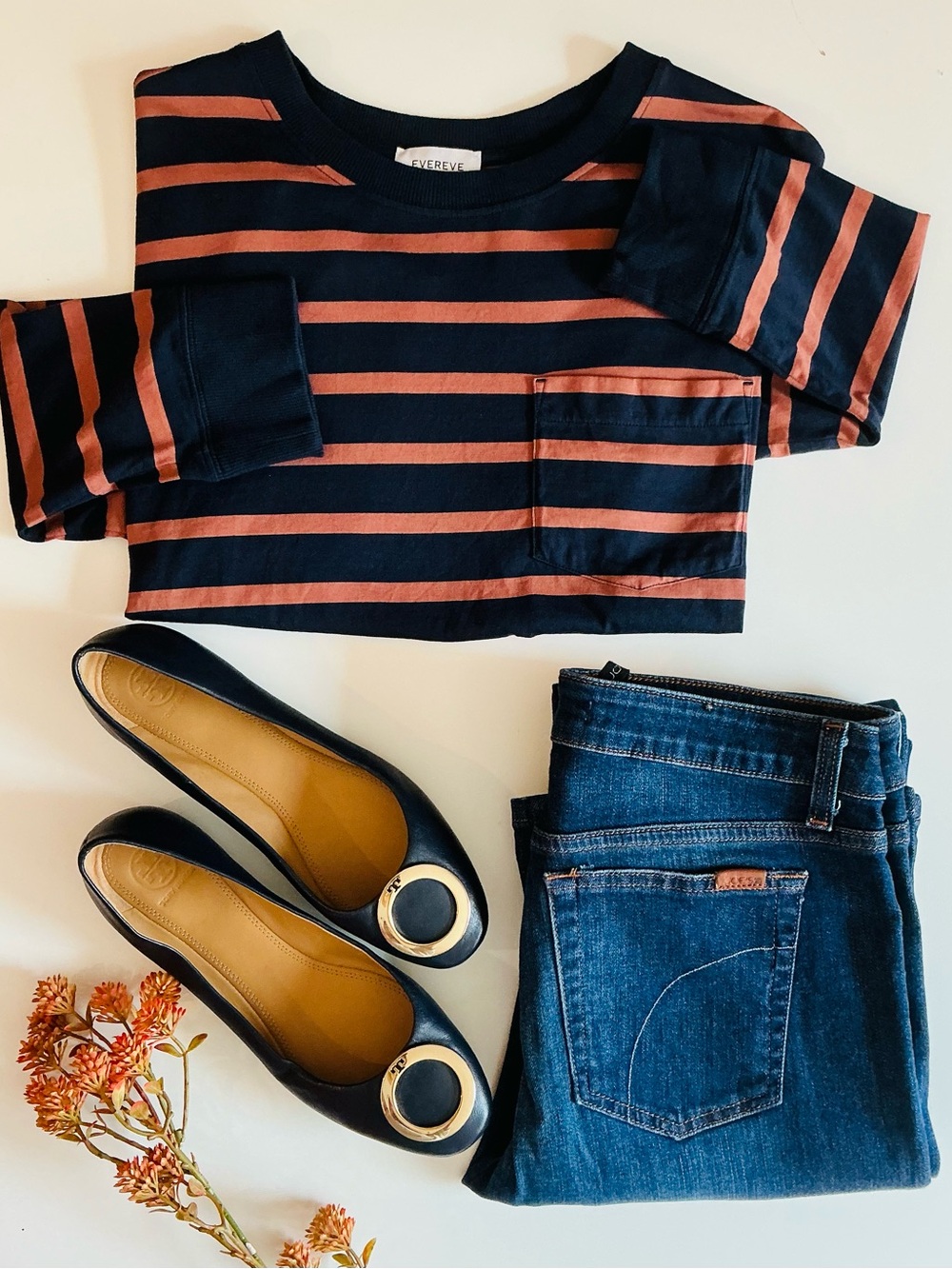 Evereve Striped LS Top Sz Medium